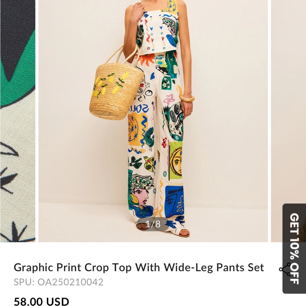 Commense Artistic Graphic Print Top/ bottom